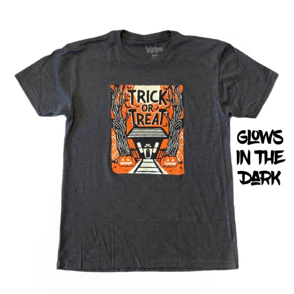 NEW LuLaRoe M Rocker T Shirt Short Sleeve Top Trick Treat Glow Dark Black Shirt